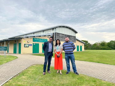 Cllrs Verma, Muzammil and Lancaster pose for picture 